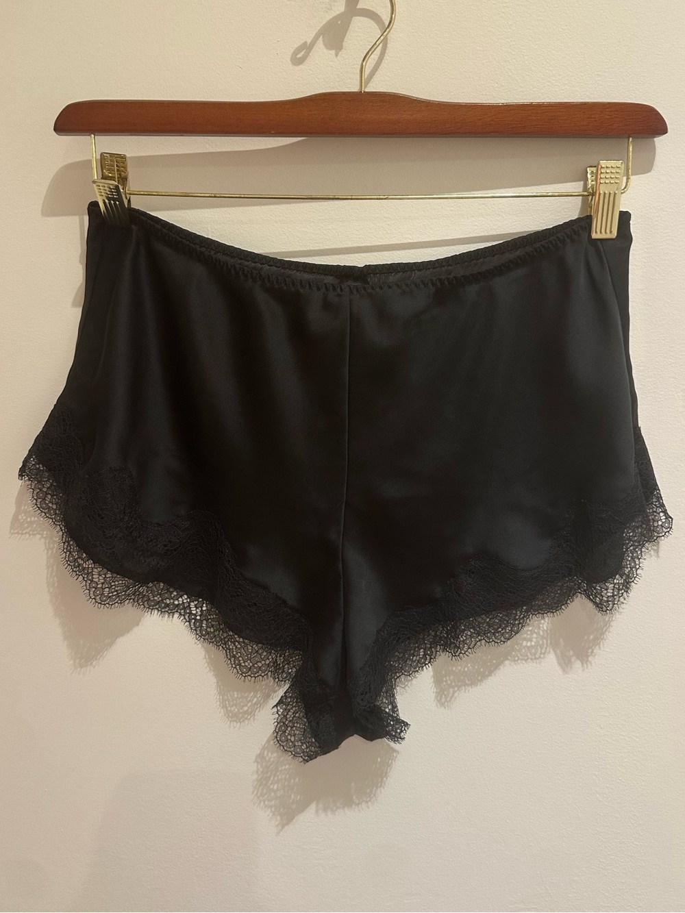Victoria's Secret Black Satin Lace-Trim Sleep Shorts
